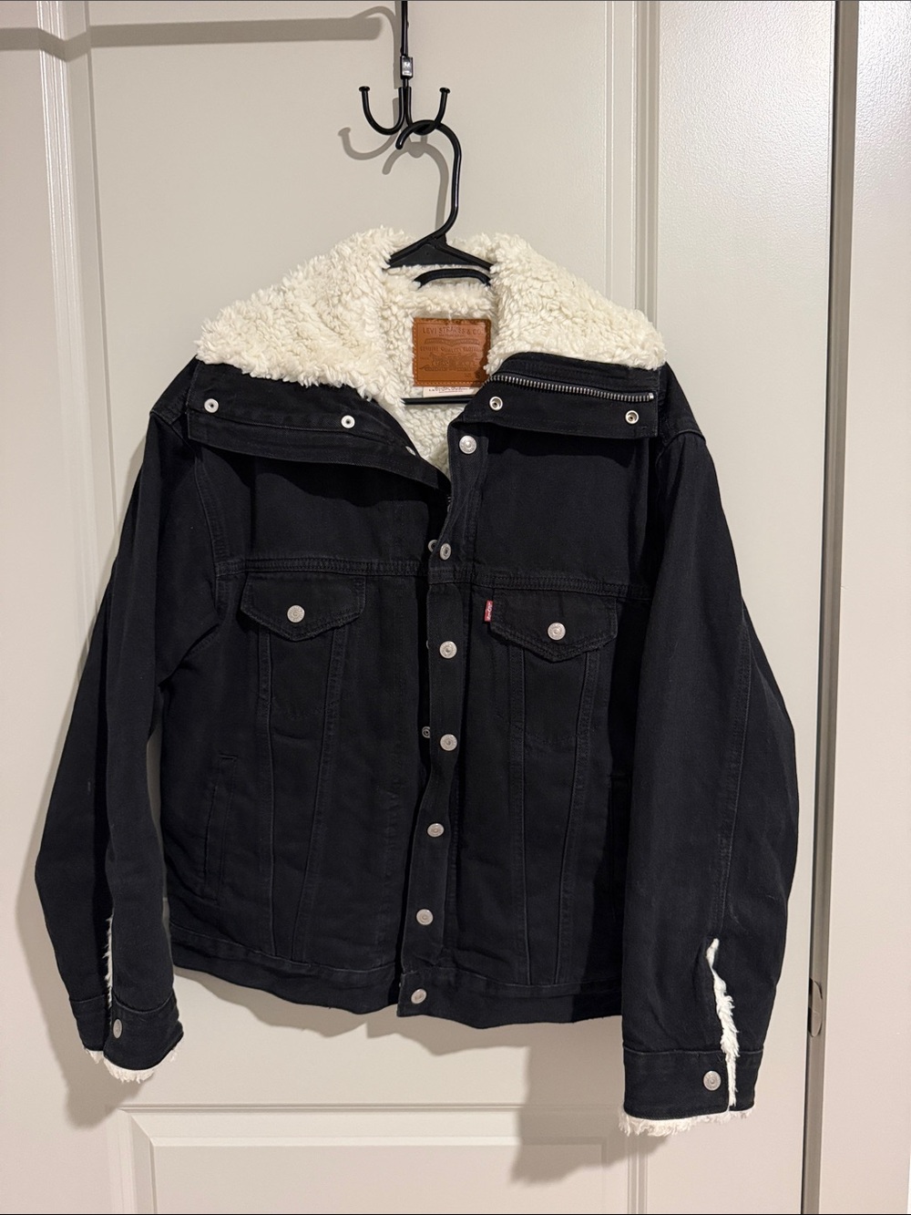 Levi's Black Denim Sherpa-Lined Trucker Jacket